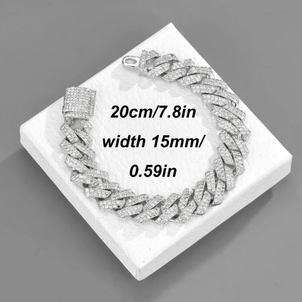 Men Silver Punk Hip Hop Style Bracelet - Picture 3 of 4